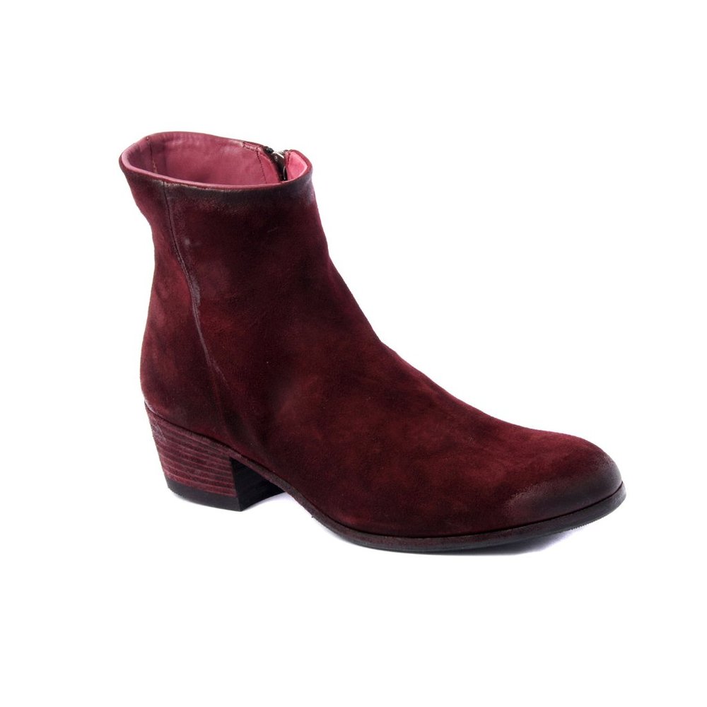 Pantanetti Ankle Boot in hand-died and washed Suede Burgundy - Picture 2 of 6